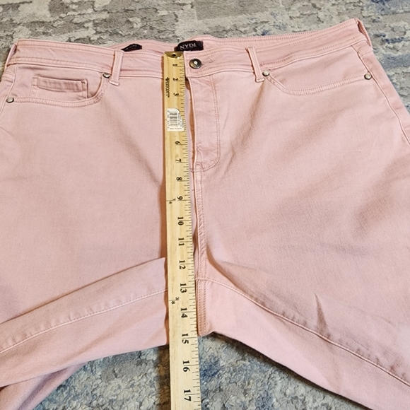 NYDJ Marilyn Straight Pink Cuffed Cropped Stretch Denim Pants Women's size 20W - Picture 4 of 16